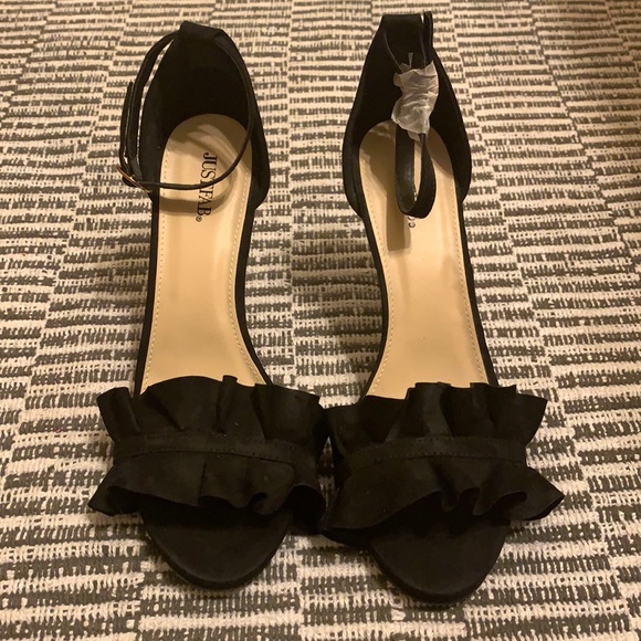 NWT Just Fab black frilly heels - Picture 1 of 3